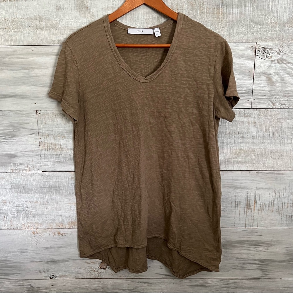 WILT Taupe/Tan/Brown V-Neck Shirt